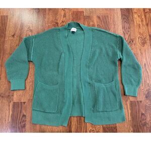 Universal Thread Women’s Cotton Chunky Waffle Knit Cardigan Green Size Large